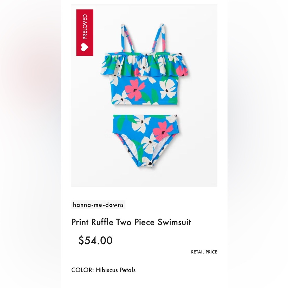 Hanna Andersson Print Ruffle Two Piece Swim Suit 6/7